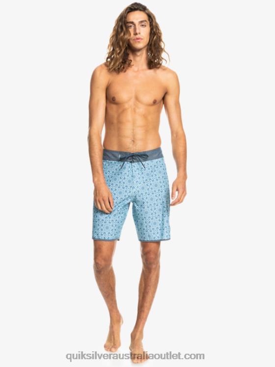 Quiksilver Men HEMPSTRETCH Scallop 19 Boardshorts H2N4B1741 blue glass