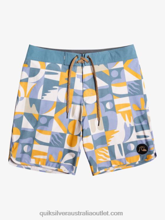 Quiksilver Men HEMPSTRETCH Scallop 19 Boardshorts H2N4B1743 ashley blue