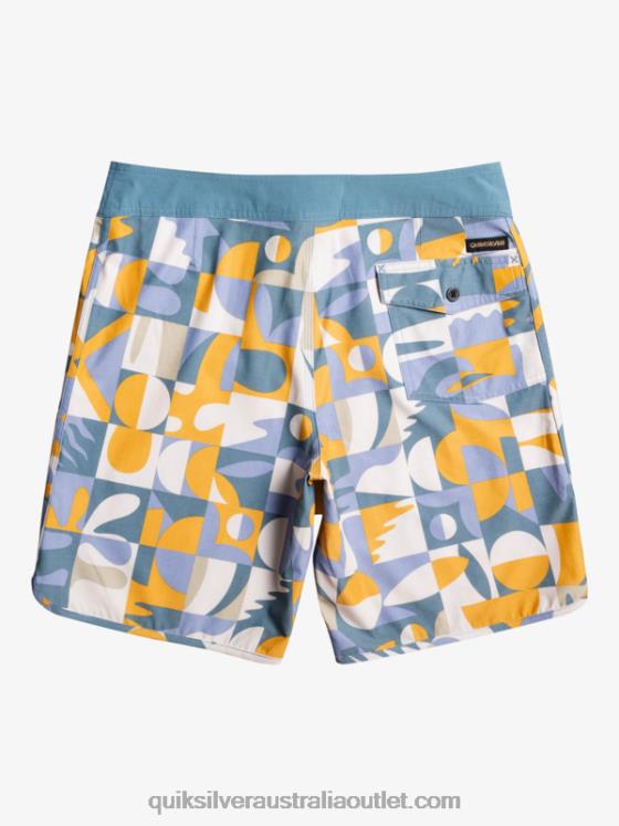 Quiksilver Men HEMPSTRETCH Scallop 19 Boardshorts H2N4B1743 ashley blue