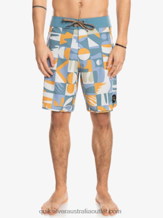 Quiksilver Men HEMPSTRETCH Scallop 19 Boardshorts H2N4B1743 ashley blue