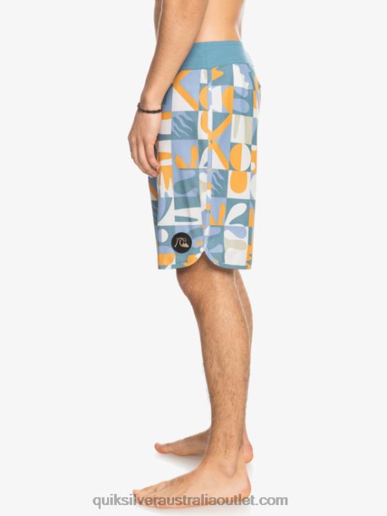 Quiksilver Men HEMPSTRETCH Scallop 19 Boardshorts H2N4B1743 ashley blue