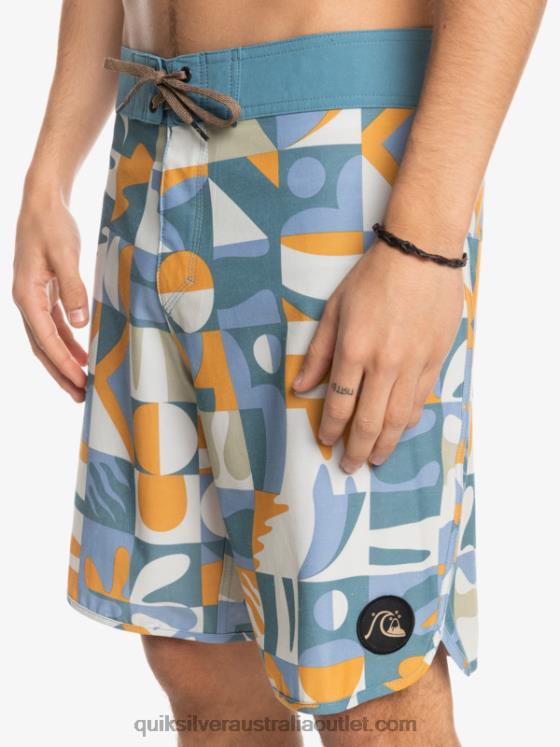 Quiksilver Men HEMPSTRETCH Scallop 19 Boardshorts H2N4B1743 ashley blue