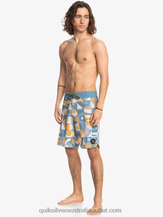 Quiksilver Men HEMPSTRETCH Scallop 19 Boardshorts H2N4B1743 ashley blue