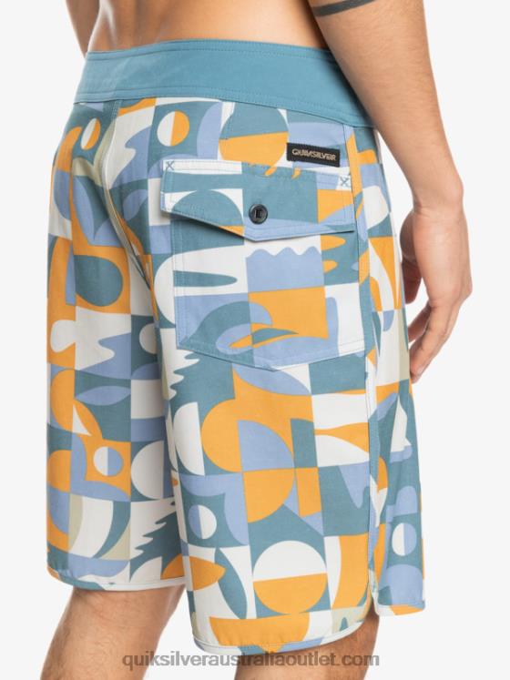 Quiksilver Men HEMPSTRETCH Scallop 19 Boardshorts H2N4B1743 ashley blue