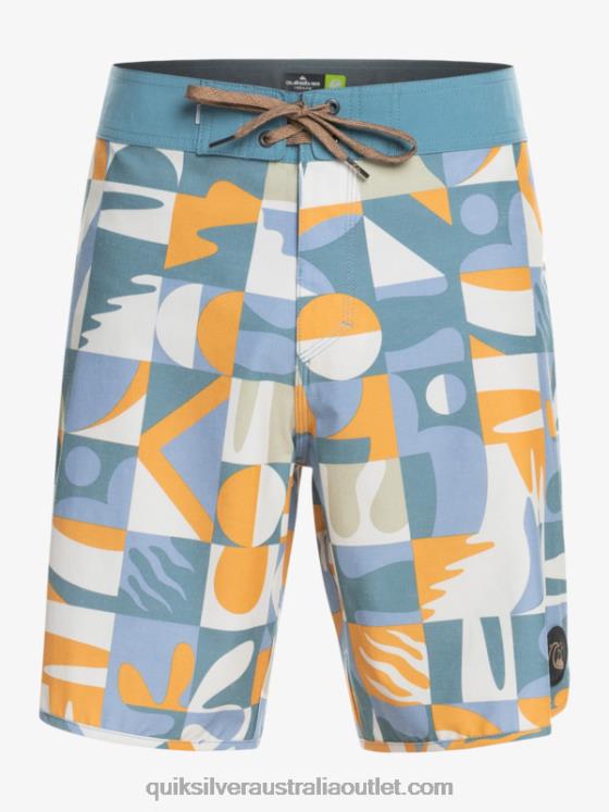 Quiksilver Men HEMPSTRETCH Scallop 19 Boardshorts H2N4B1743 ashley blue