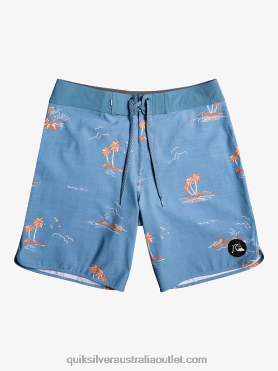 Quiksilver Men SurfSilk Scallop 19 Boardshorts H2N4B1498 captains blue