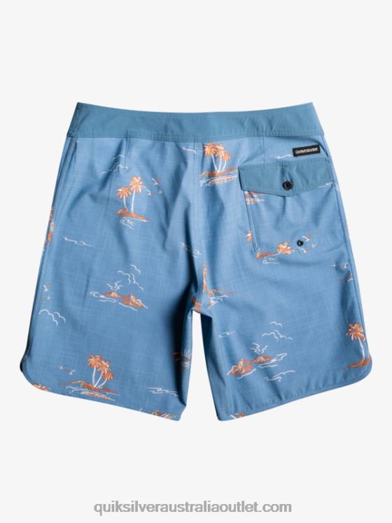 Quiksilver Men SurfSilk Scallop 19 Boardshorts H2N4B1498 captains blue