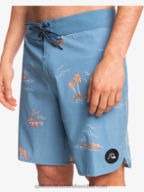 Quiksilver Men SurfSilk Scallop 19 Boardshorts H2N4B1498 captains blue