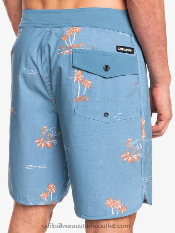 Quiksilver Men SurfSilk Scallop 19 Boardshorts H2N4B1498 captains blue