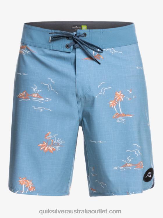 Quiksilver Men SurfSilk Scallop 19 Boardshorts H2N4B1498 captains blue