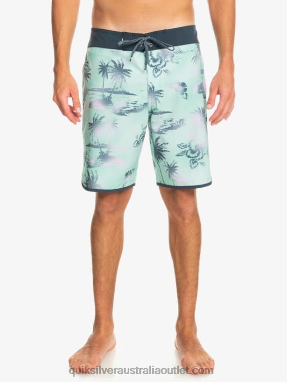 Quiksilver Men Surfsilk Scallop 19 Boardshorts H2N4B222 beach glass