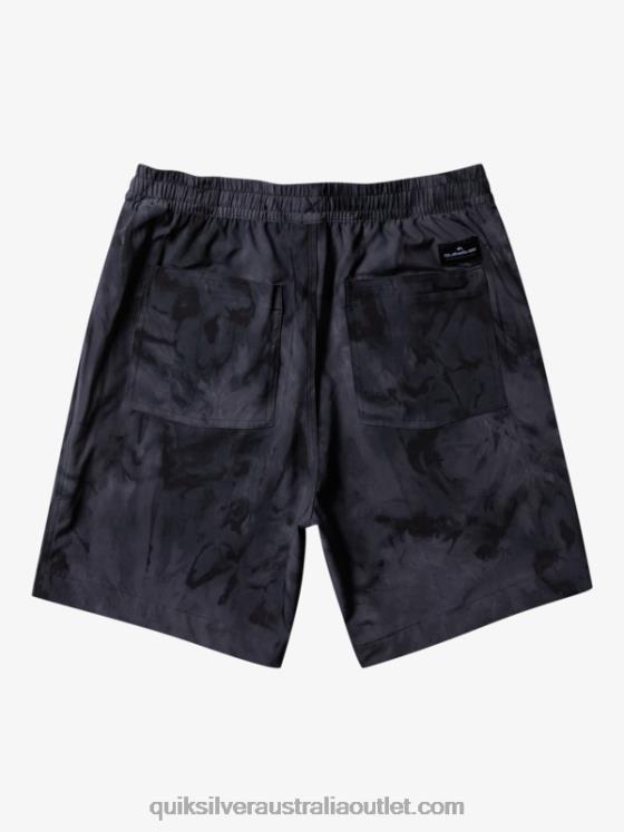 Quiksilver Men Taxer Print 18 Amphibian Boardshorts H2N4B101 black