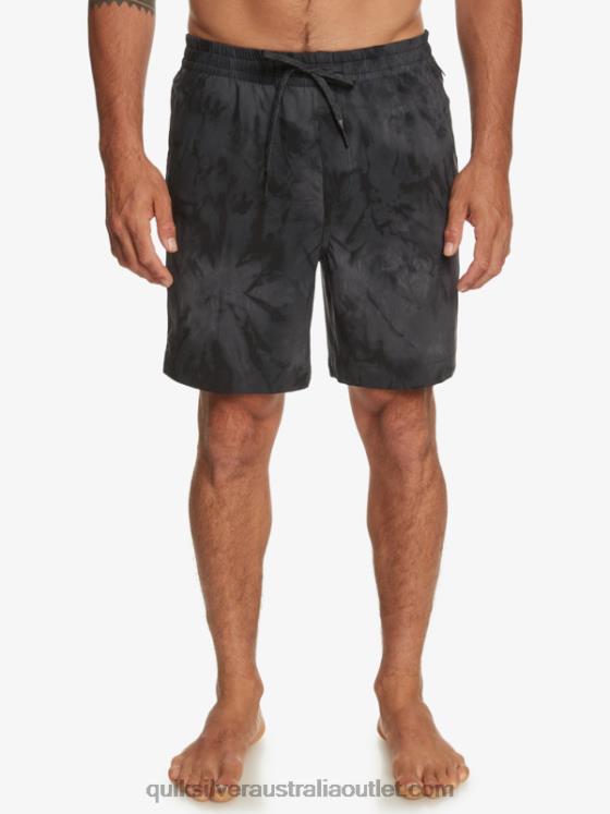 Quiksilver Men Taxer Print 18 Amphibian Boardshorts H2N4B101 black