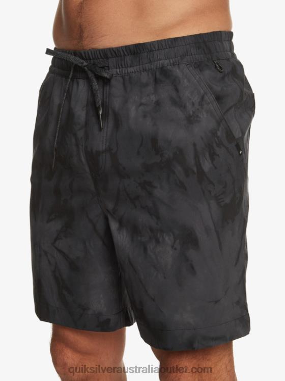 Quiksilver Men Taxer Print 18 Amphibian Boardshorts H2N4B101 black