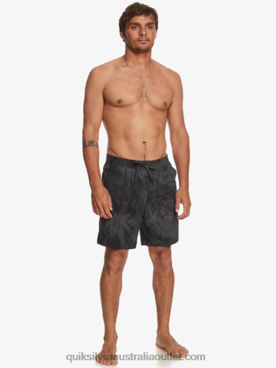 Quiksilver Men Taxer Print 18 Amphibian Boardshorts H2N4B101 black