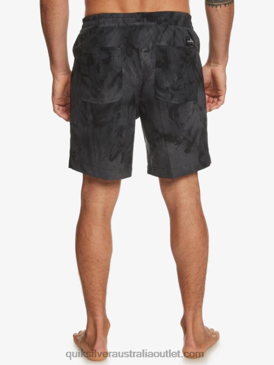 Quiksilver Men Taxer Print 18 Amphibian Boardshorts H2N4B101 black