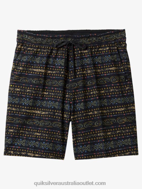 Quiksilver Men Taxer Print 18 Amphibian Boardshorts H2N4B102 black