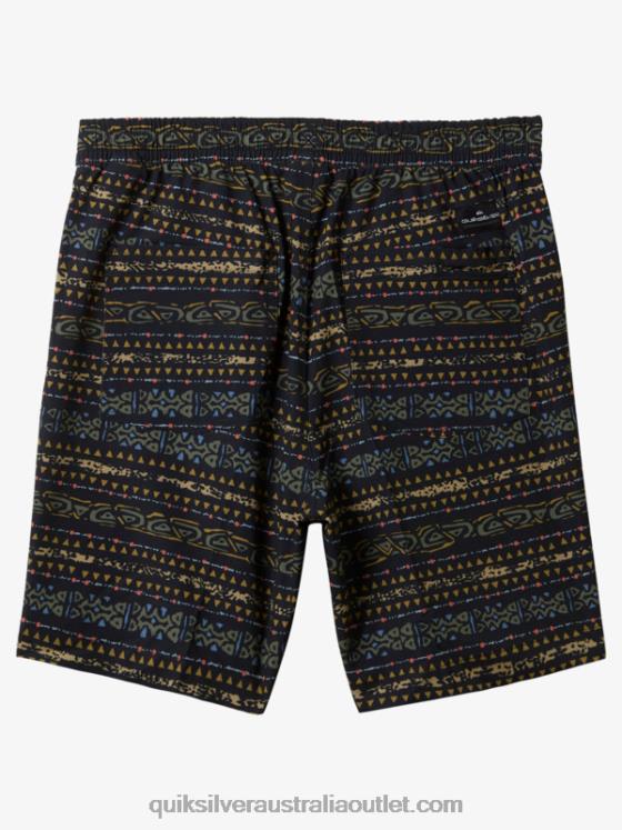 Quiksilver Men Taxer Print 18 Amphibian Boardshorts H2N4B102 black