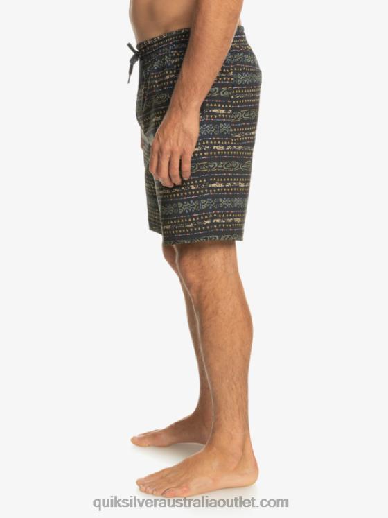 Quiksilver Men Taxer Print 18 Amphibian Boardshorts H2N4B102 black