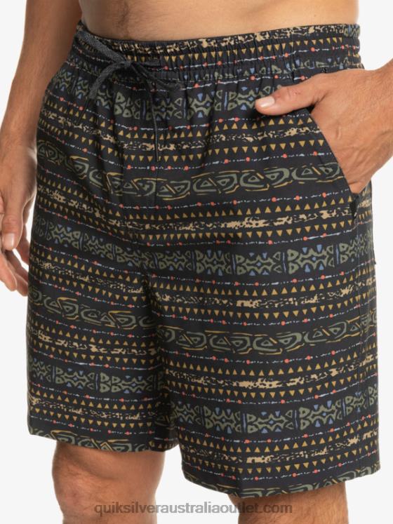 Quiksilver Men Taxer Print 18 Amphibian Boardshorts H2N4B102 black
