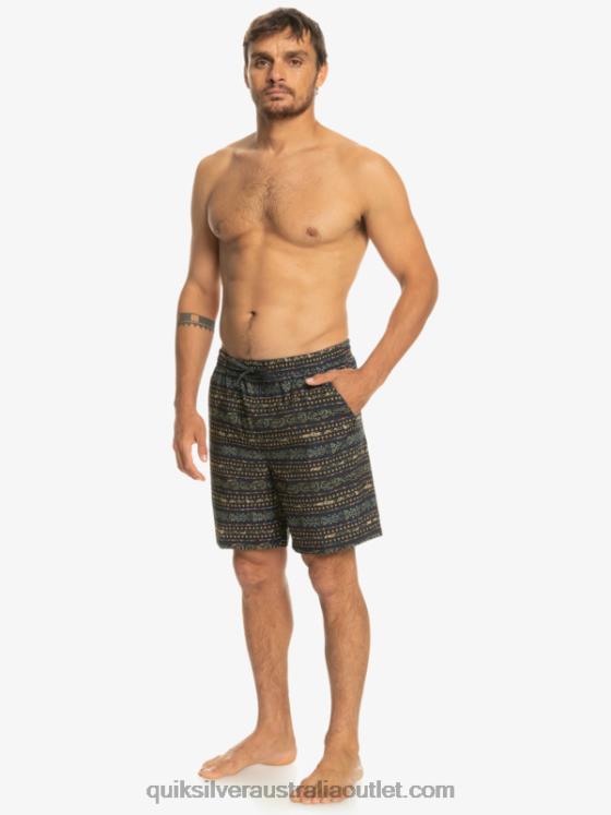 Quiksilver Men Taxer Print 18 Amphibian Boardshorts H2N4B102 black