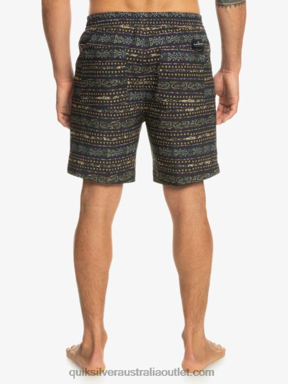Quiksilver Men Taxer Print 18 Amphibian Boardshorts H2N4B102 black