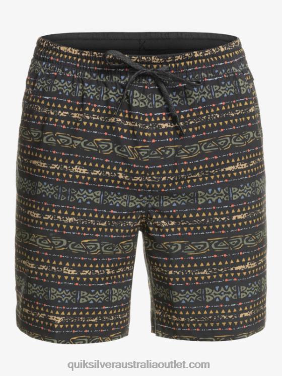 Quiksilver Men Taxer Print 18 Amphibian Boardshorts H2N4B102 black