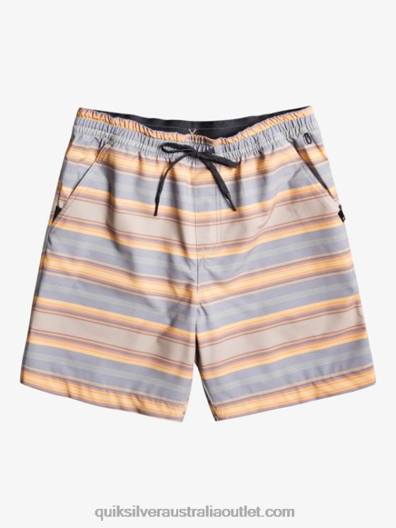 Quiksilver Men Taxer Print 18 Amphibian Boardshorts H2N4B104 plaza taupe surf days stripe
