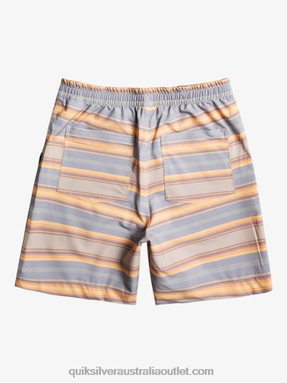 Quiksilver Men Taxer Print 18 Amphibian Boardshorts H2N4B104 plaza taupe surf days stripe