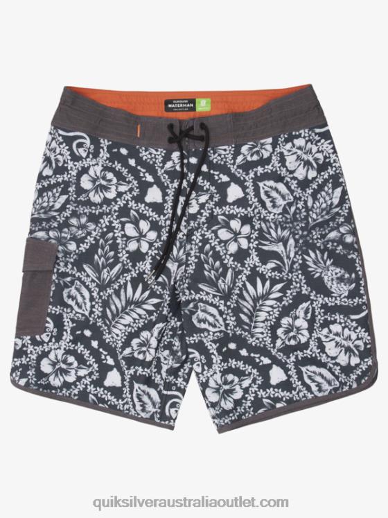 Quiksilver Men Waterman Arrival Lei 20 Scallop Boardshorts H2N4B1417 black arrival lei