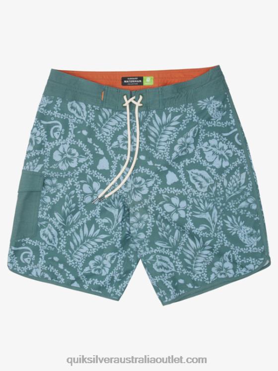 Quiksilver Men Waterman Arrival Lei 20 Scallop Boardshorts H2N4B1418 smoke pine arrival lei
