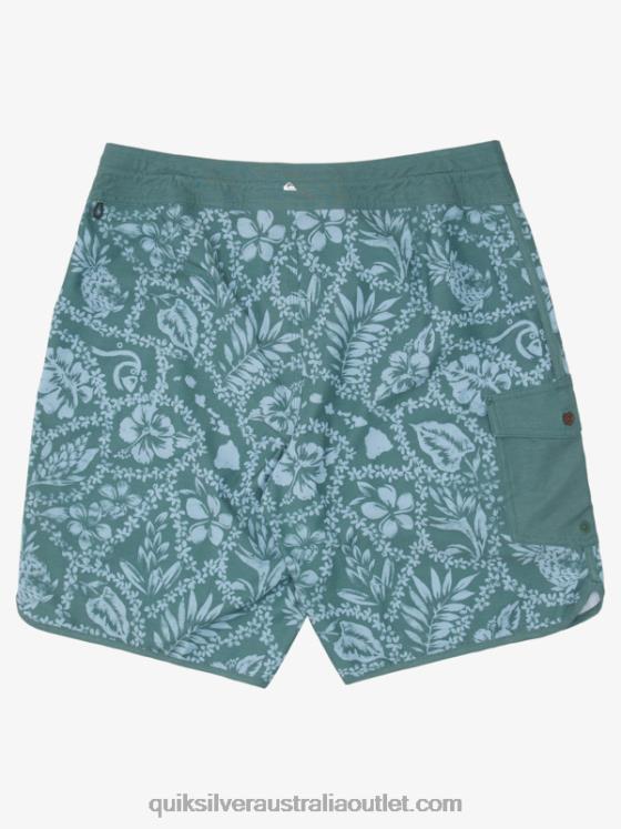 Quiksilver Men Waterman Arrival Lei 20 Scallop Boardshorts H2N4B1418 smoke pine arrival lei