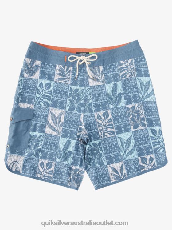 Quiksilver Men Waterman Leaf Boxes Scallop 20 Boardshorts H2N4B1298 ensign blue leafs bs