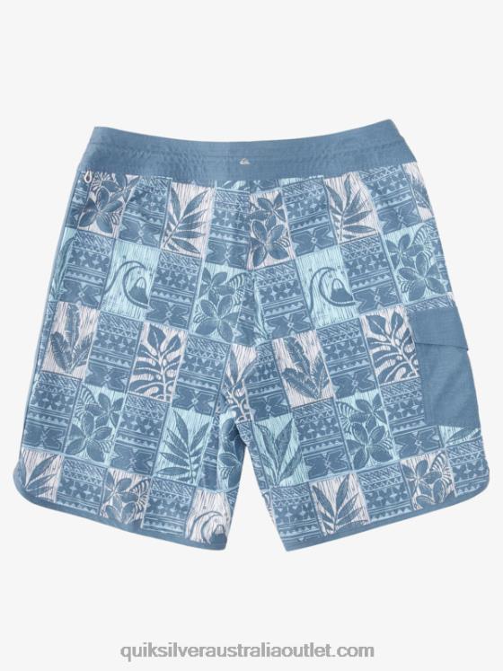 Quiksilver Men Waterman Leaf Boxes Scallop 20 Boardshorts H2N4B1298 ensign blue leafs bs