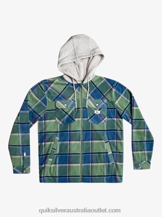 Quiksilver Men Super Swell Hooded Fleece Zip-Up Jacket H2N4B1473 provencial blue flannel plaid