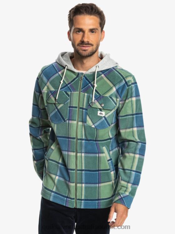Quiksilver Men Super Swell Hooded Fleece Zip-Up Jacket H2N4B1473 provencial blue flannel plaid