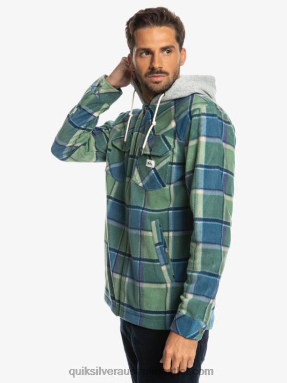 Quiksilver Men Super Swell Hooded Fleece Zip-Up Jacket H2N4B1473 provencial blue flannel plaid
