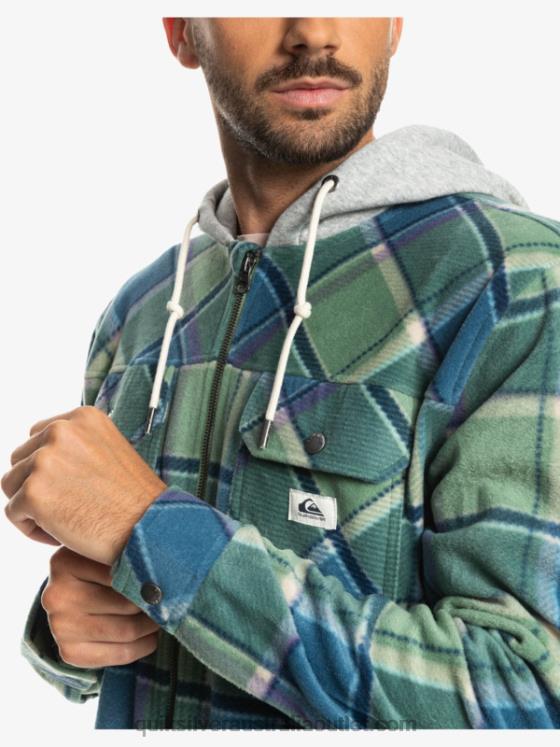 Quiksilver Men Super Swell Hooded Fleece Zip-Up Jacket H2N4B1473 provencial blue flannel plaid