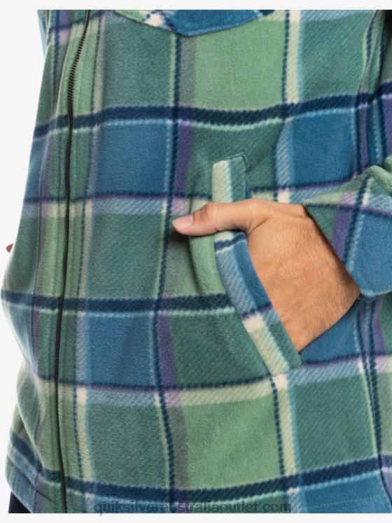 Quiksilver Men Super Swell Hooded Fleece Zip-Up Jacket H2N4B1473 provencial blue flannel plaid