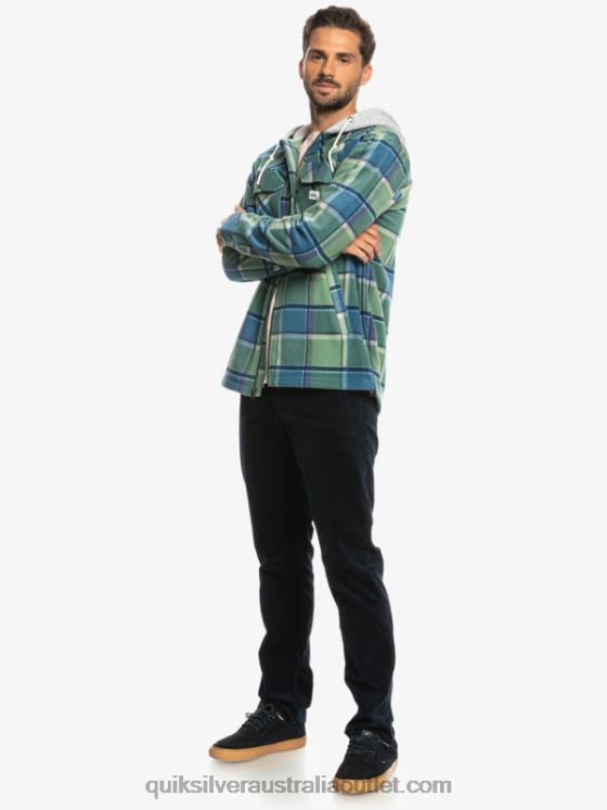 Quiksilver Men Super Swell Hooded Fleece Zip-Up Jacket H2N4B1473 provencial blue flannel plaid