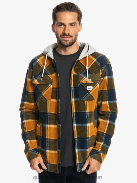 Quiksilver Men Super Swell Hooded Fleece Zip-Up Jacket H2N4B1474 buck brown flannel plaid