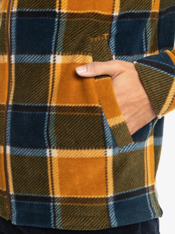 Quiksilver Men Super Swell Hooded Fleece Zip-Up Jacket H2N4B1474 buck brown flannel plaid