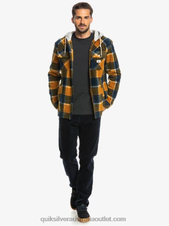 Quiksilver Men Super Swell Hooded Fleece Zip-Up Jacket H2N4B1474 buck brown flannel plaid