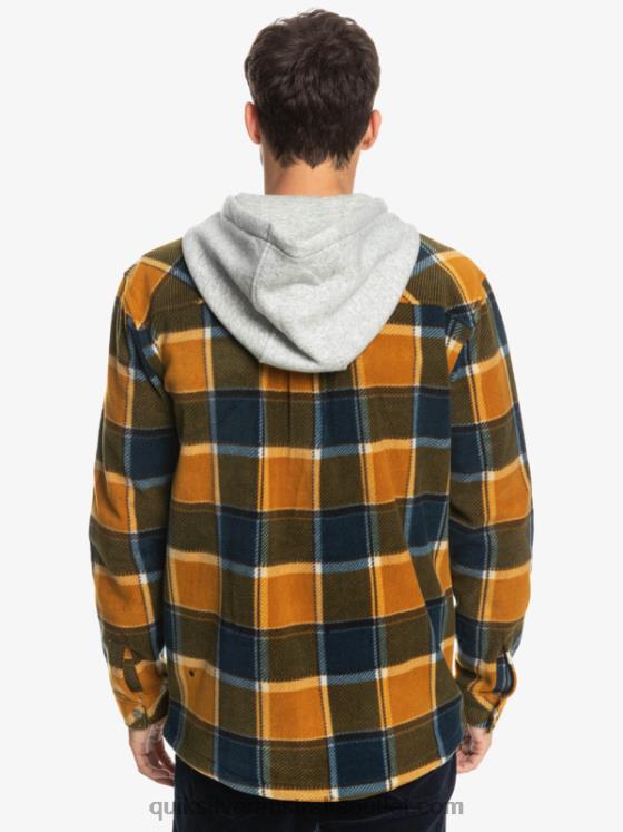 Quiksilver Men Super Swell Hooded Fleece Zip-Up Jacket H2N4B1474 buck brown flannel plaid