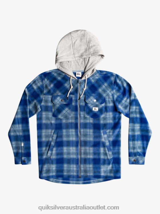 Quiksilver Men Super Swell Hooded Fleece Zip-Up Jacket H2N4B1475 sodalite blue super plaid