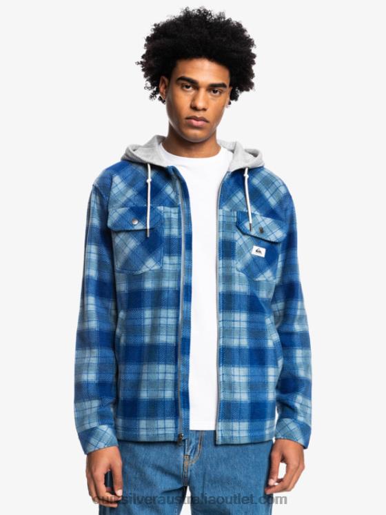 Quiksilver Men Super Swell Hooded Fleece Zip-Up Jacket H2N4B1475 sodalite blue super plaid