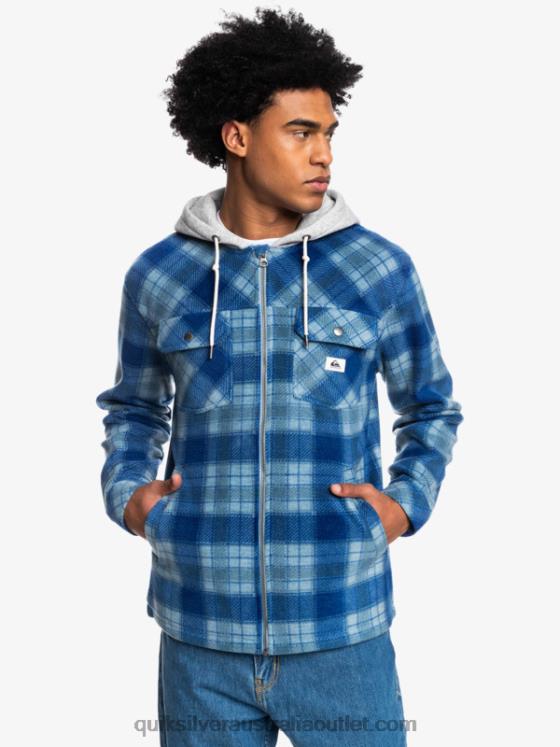 Quiksilver Men Super Swell Hooded Fleece Zip-Up Jacket H2N4B1475 sodalite blue super plaid