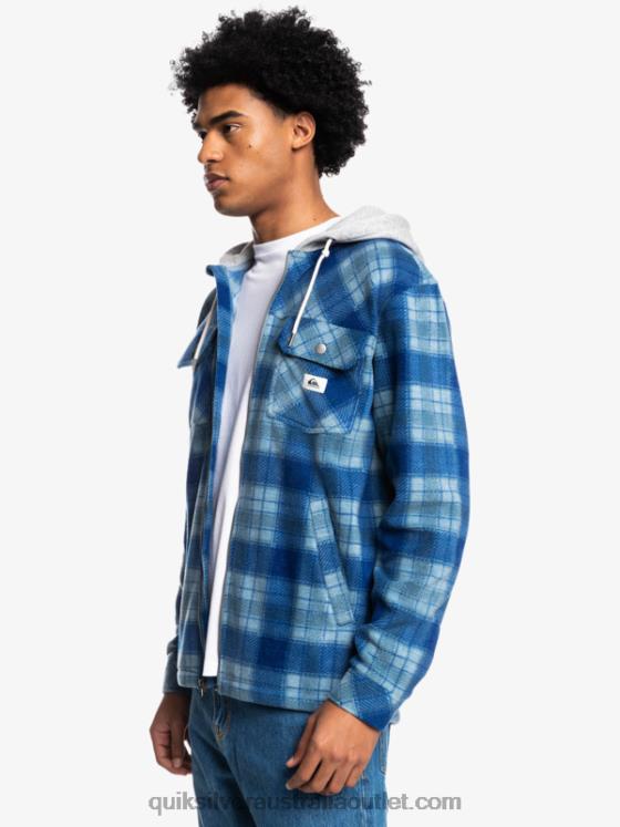 Quiksilver Men Super Swell Hooded Fleece Zip-Up Jacket H2N4B1475 sodalite blue super plaid