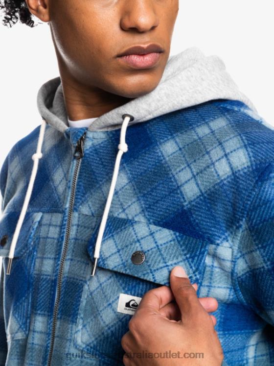 Quiksilver Men Super Swell Hooded Fleece Zip-Up Jacket H2N4B1475 sodalite blue super plaid