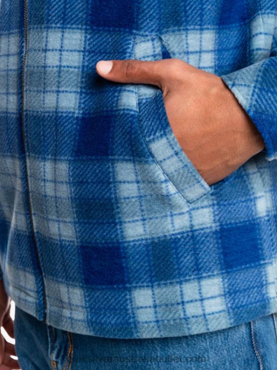 Quiksilver Men Super Swell Hooded Fleece Zip-Up Jacket H2N4B1475 sodalite blue super plaid